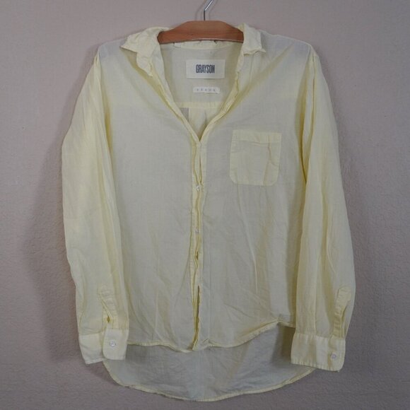 COPY - Grayson The Hero Frank & Elieen Button Down Shirt Sheer Cotton Pastel Ye… - Picture 2 of 12